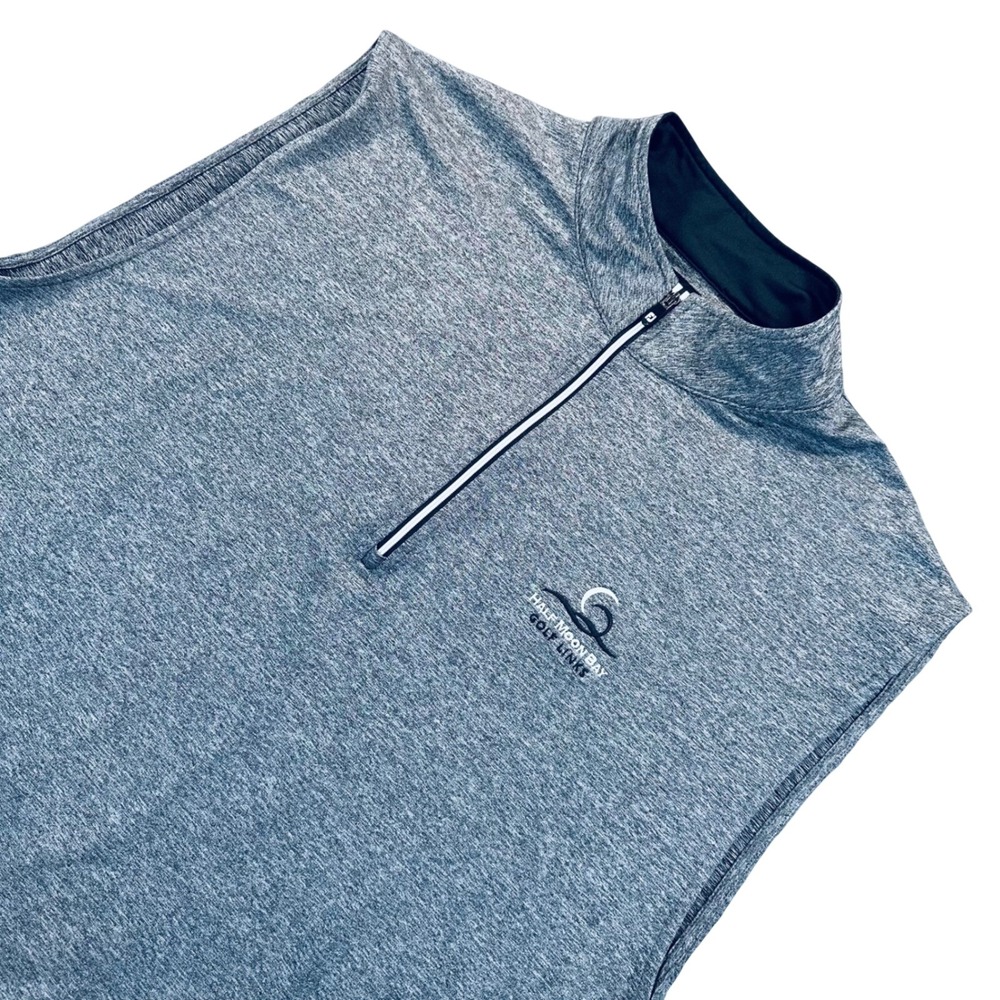FOOTJOY Men's L Gray Heathrr Yoke Pullover 1/2 Zip Vest Half Moon Bay Golf Links